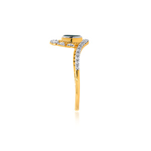 Anillo de Oro Amarillo de 14K con Ojo Turco y Detalles de Diamantes, Anillo de Ojo Turco con Diamantes Brillantes, Joyería de Protección de Oro de 14K - Product Image 5