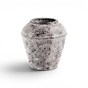 Vintage Flecked White <b>Ceramic</b> Pottery <b>Vase</b> Distressed Flower Jar for Modern Home Decor - Product Image 1