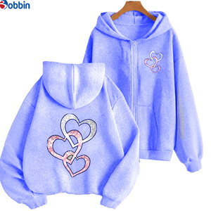 เสื้อฮู้ดซิปหน้าพิมพ์ลายโอเวอร์ไซส์สำหรับผู้หญิงไซส์ใหญ่ ขายดีอันดับต้นๆ กำลังฮิตในฤดูหนาว ไม่มีซับใน โลโก้ด้านหน้า ODM ผ้า 100% - Product Image 5