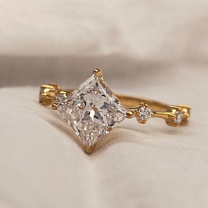 Anillos de Diamantes Moissanite con Corte Princesa de Oro de 10k y 14k, Certificados por IGI, VVS, Joyería Fina para Mujer, Anillo de Compromiso y Boda - Product Image 3