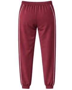 Ensemble de survêtement pour femme bordeaux personnalisé, veste zippée et pantalon de jogging, tenue de sport décontractée deux pièces avec bordure contrastante blanche - Product Image 4