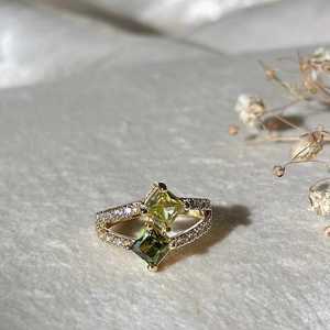 Adjustable Green Zirconia <b>Ring</b> <b>Peridot</b> Style <b>Ring</b> 925 Sterling Silver Elegant Gift For Her Birthday - Product Image 3