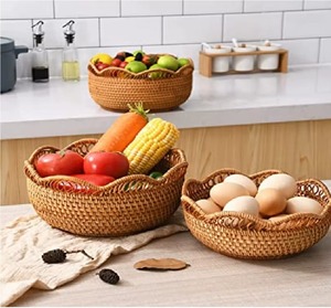 Elegante Tazón de Frutas de Ratán Pulido Hecho a Mano, Estilo Moderno y Lujoso que Crea una Estética Suave y Acogedora para las Encimeras de la Cocina - Product Image 4