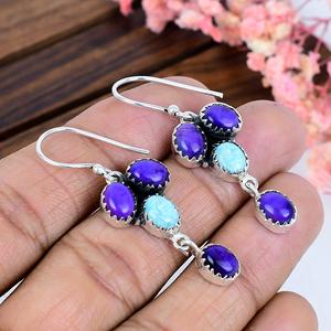 Pendientes de Turquesa Kingman Azul Violeta, Plata de Ley 925, Joyería Boho del Suroeste con Piedras Preciosas, Regalo para Ella - Product Image 5