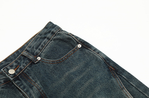 Pantalones Vaqueros Cargo de Cintura Alta para Hombre, Corte Holgado, Lavado a la Piedra, Color Negro, Estilo Casual, Pierna Ancha, Estilo Otoñal - Product Image 4