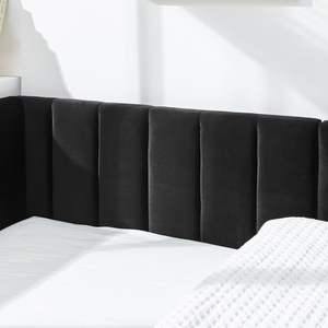 Velluto-nero Full Size Tufted telaio comodo divano letto imbottito schienale braccioli 81 ''* 60'' * 29.5 ''per soggiorno camera da letto - Product Image 4