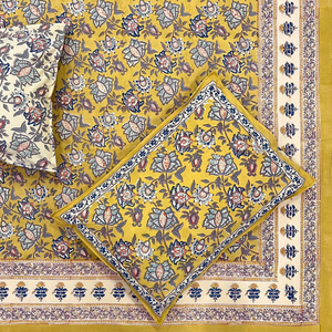 Jaipur Hand Block Printed Cotton King Size Bedsheet 3 <b>PC</b> <b>Set</b> Non Toxic Dyes Soft Breathable Durable Skin Friendly Home Hotel Use - Product Image 1