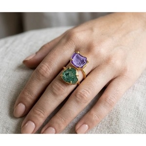 Handcrafted Natural Druzy Quartz Crystal <b>Ring</b>-<b>Adjustable</b>-Made in Jaipur India - Product Image 2