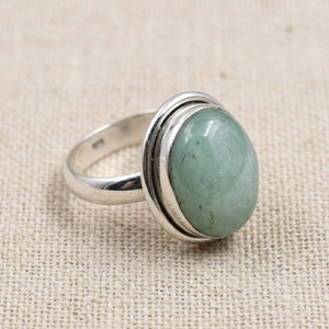 Natural Amazonite Gemstone Oval <b>Ring</b> 925 Sterling <b>Silver</b> Rose Gold & Yellow Gold Plated Handmade Boho Statement Jewelry <b>Men</b> - Product Image 1