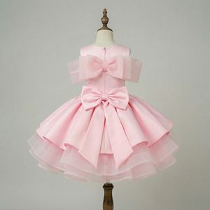 High-End Girls Satin Princess Dress Big Bow Tulle <b>Skirt</b> Kids Formal Dress Wholesale for Kid 1 - 12 years - Product Image 3