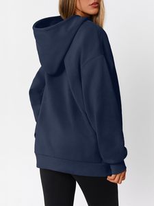 Sudaderas con capucha extragrandes de algodón liso de alta calidad personalizadas al por mayor para mujer, sudadera extragrande para mujer, antiencogimiento, deportiva - Product Image 4