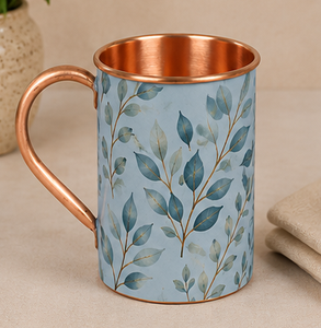 <b>Copper</b> <b>Mug</b> With Leaf Pattern Handle Eco-Friendly Home Drinkware Premium Decal Printed Autumnal Foliage <b>Copper</b> Moscow Mule <b>Mug</b> - Product Image 3