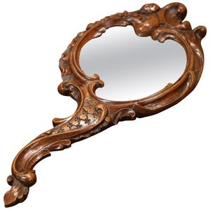 Miroir à main décoratif en bois, cadre à grain naturel, poignée lisse, accessoire de beauté pour le maquillage - Product Image 6