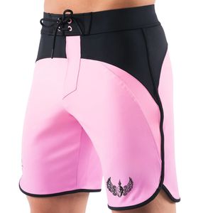Shorts de bain athlétiques pour hommes, rose clair et noir, à séchage rapide, avec cordon de serrage, pour la plage, la natation et les sports nautiques - Product Image 3