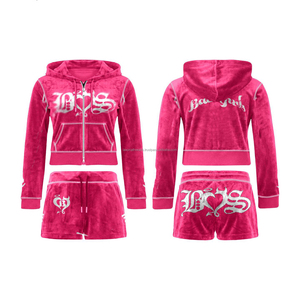 ชุดเซ็ตเสื้อฮู้ดแขนยาวและกางเกงขาสั้นผ้าฝ้าย 100% สำหรับผู้หญิง สไตล์ลำลอง แฟชั่นฤดูหนาว - Product Image 3