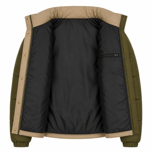 Wholesale Custom Men's <b>Thick</b> Puffer Jacket Woven Polyester Color Block Design Stand Collar Zipper Closure Streetwear <b>Winter</b> <b>Coat</b> - Product Image 5