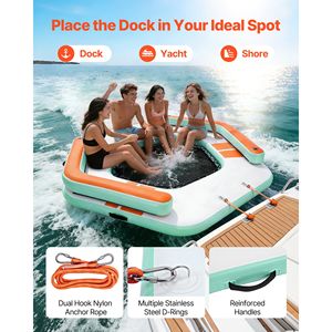 Piattaforma Galleggiante Gonfiabile 8.5x8.5 FT, Tappetino Acquatico Antiscivolo con Borsa per il Trasporto, per Lago e Mare - Product Image 5