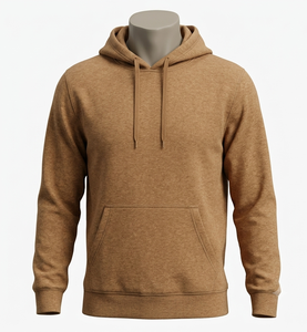 Sweat-shirt à capuche marron pour homme, coupe classique, en coton tricoté, décontracté, avec poche avant, pour l'automne - Product Image 1