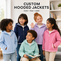Veste à capuche unie avec fermeture éclair pour enfants filles, détail à volants en gingham, doublure intérieure à carreaux, manteau extérieur doux pour les activités quotidiennes en plein air