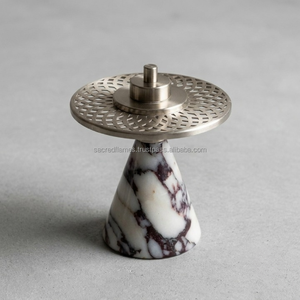 Quemador de Bakhoor Moderno con Base de Mármol Sintético y Metal, Pequeño Incensario Árabe Mabkhara para Carbón y Resina, Venta al por Mayor - Product Image 1