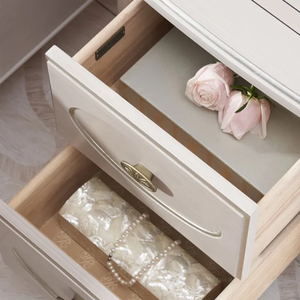 Ensemble de chambre à coucher de style français de luxe en bois d'acajou sculpté argenté antique avec chevets pour hôtel, appartement, villa - Product Image 6