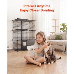 Grande cage pour chat à 3 niveaux, enclos de jeu 28"x17.91"x40.98", enclos intérieur DIY avec bac à litière, cage en fil métallique détachable - Product Image 5