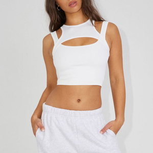 2025 New Arrival Women <b>Crop</b> Tank <b>Top</b> Eco-Friendly 100% Cotton Canvas Fabric Casual Street Style Custom Printing - Product Image 1
