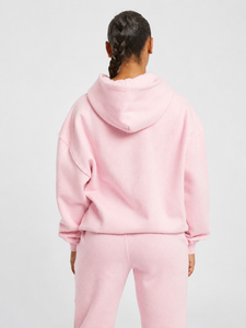 Pink Hooded Pullover Sweatshirt Solid Color Fleece Material Regular Sleeve Autumn Wear Men's Casual Style - Product Image 3