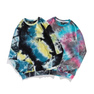 Venta al por mayor 100% algodón cuello redondo hombro caído línea larga tie Dye Jersey sudadera logotipo personalizado de punto vintage hombres sudaderas - Product Image 1