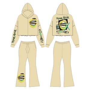 2024 personnalisé en gros 100% coton Flare Track Jogger survêtements 3D bouffée impression survêtements empilés sueur décontracté polaire hiver - Product Image 6