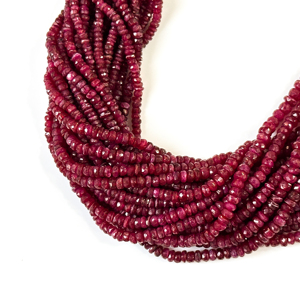 Cuentas facetadas de rubí natural Longido de 2.5 mm a 5 mm, cuentas sueltas de rubí rojo, piedras preciosas, hilo de cuentas de rubí para pulsera - Product Image 1