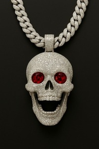 Collar de boda de plata de ley 925 con colgante de calavera con incrustaciones de moissanita y diamantes, estilo Hip Hop con diseño de llama, muy demandado, de proveedor indio - Product Image 2