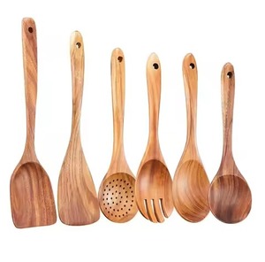 Ustensile de cuisine en bois, cuillère de service en bois naturel, pour cuisiner, mélanger et servir, ustensile de cuisine durable - Product Image 6
