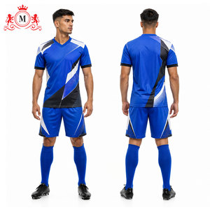 Conjunto de camiseta y pantalones cortos de fútbol para hombre, azul, sublimado, transpirable, de poliéster, uniforme de fútbol para adulto, detección de agujas - Product Image 6