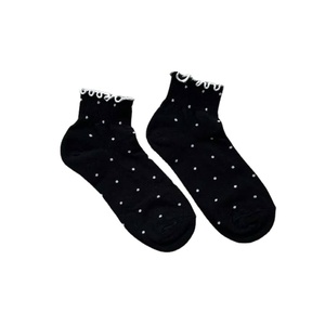 Calcetines tobilleros de lunares con puños con volantes de estilo bonito para mujer, algodón suave, transpirable, uso diario, ODM personalizado, venta al por mayor - Product Image 2