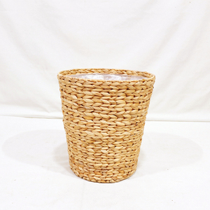 Water Hyacinth Woven Planters Set of 4 <b>Liner</b> Tapered Design Rustic Style Floor Indoor Eco-Friendly Flower Pots Various Sizes - Product Image 2