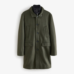 เสื้อโค้ทลำลองผู้ชายสำหรับฤดูหนาว ความยาวปานกลาง ไซส์ใหญ่ ผ้าขนสัตว์ 100% เสื้อโค้ทหนา คอวี ระบายอากาศได้ดี แห้งเร็ว ติดกระดุม ขนห่าน - Product Image 1