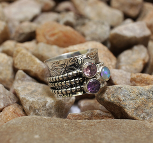 Natural Ethiopian Opal <b>Spinner</b> <b>Ring</b> 925 Sterling <b>Silver</b> Handmade Anxiety Fidget <b>Ring</b> Jewelry - Product Image 1