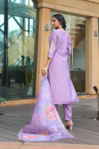 Beautiful Women's Purple <b>Kurti</b> Set 3/4 Sleeve Cotton Silk Full Stitched for Regular and Festive Occasions - Product Image 6