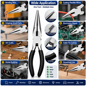 Professional Needle Nose Pliers Long Nose Wire <b>Cutter</b> Spring Loaded Steel Hand Tool Custom Logo Wholesale Supplier Factory Price - Product Image 6
