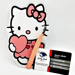 Carreaux de cils en acrylique personnalisables au meilleur prix, charmant design Hello Kitty, avec carreaux de cils en plastique de couleur pêche douce - Product Image 1