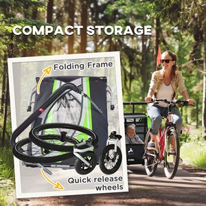 Passeggino 3-in-1 Emerald per Bambini: Bici, Rimorchio e Jogger con Imbracature di Sicurezza e Vano Portaoggetti - Product Image 6