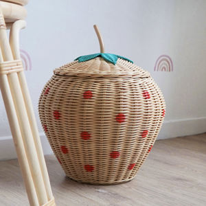 Panier en rotin tressé à la main de bonne qualité, en forme de pastèque colorée, pour la décoration de la chambre des enfants. - Product Image 6