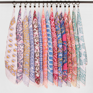 Colorful Cotton Bandana Indian Handmade Block Printed Floral Eco-Friendly <b>Tie</b> <b>Back</b> Scarf Lightweight Airflow Breathable - Product Image 5