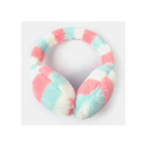 Plush Pink Rabbit Ear Muffs With <b>White</b> Accents Soft Fuzzy Winter Warmth Accessory - Product Image 3