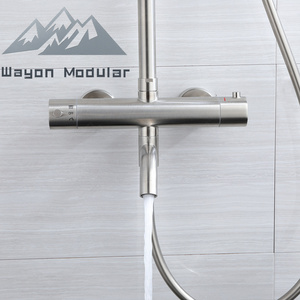 Système <span class=keywords><strong>de</strong></span> <span class=keywords><strong>douche</strong></span> à effet pluie Wayon Luxury en nickel brossé avec douchette et bec <span class=keywords><strong>de</strong></span> baignoire - Product Image 5