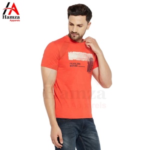 T-shirt surdimensionné orange décontracté Col personnalisé Poids lourd 100% coton sérigraphié Design uni T-shirts pour hommes - Product Image 4