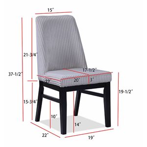 2 Sedie da Pranzo Contemporanee in Tessuto Testurizzato Grigio Chiaro, Schienale Alto, Seduta Imbottita, Sedia Laterale in Legno Rivestita per Sala da Pranzo - Product Image 5
