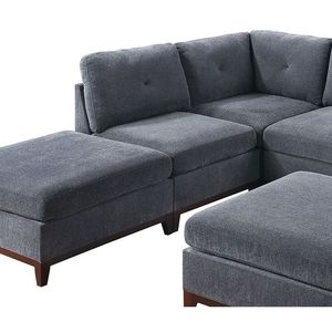 Frassino grigio tessuto ciniglia 7 pz componibile componibile U-sezionale divano 2 cunei angolari 3 poltrone senza braccia 2 divani da soggiorno con ciuffi - Product Image 5
