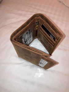 Compact Genuine Leather Tri Fold <b>Wallet</b> <b>Men</b> Custom Logo Real Cowhide <b>Card</b> Holder Vintage Handcrafted Bag LTW-0185 - Product Image 3